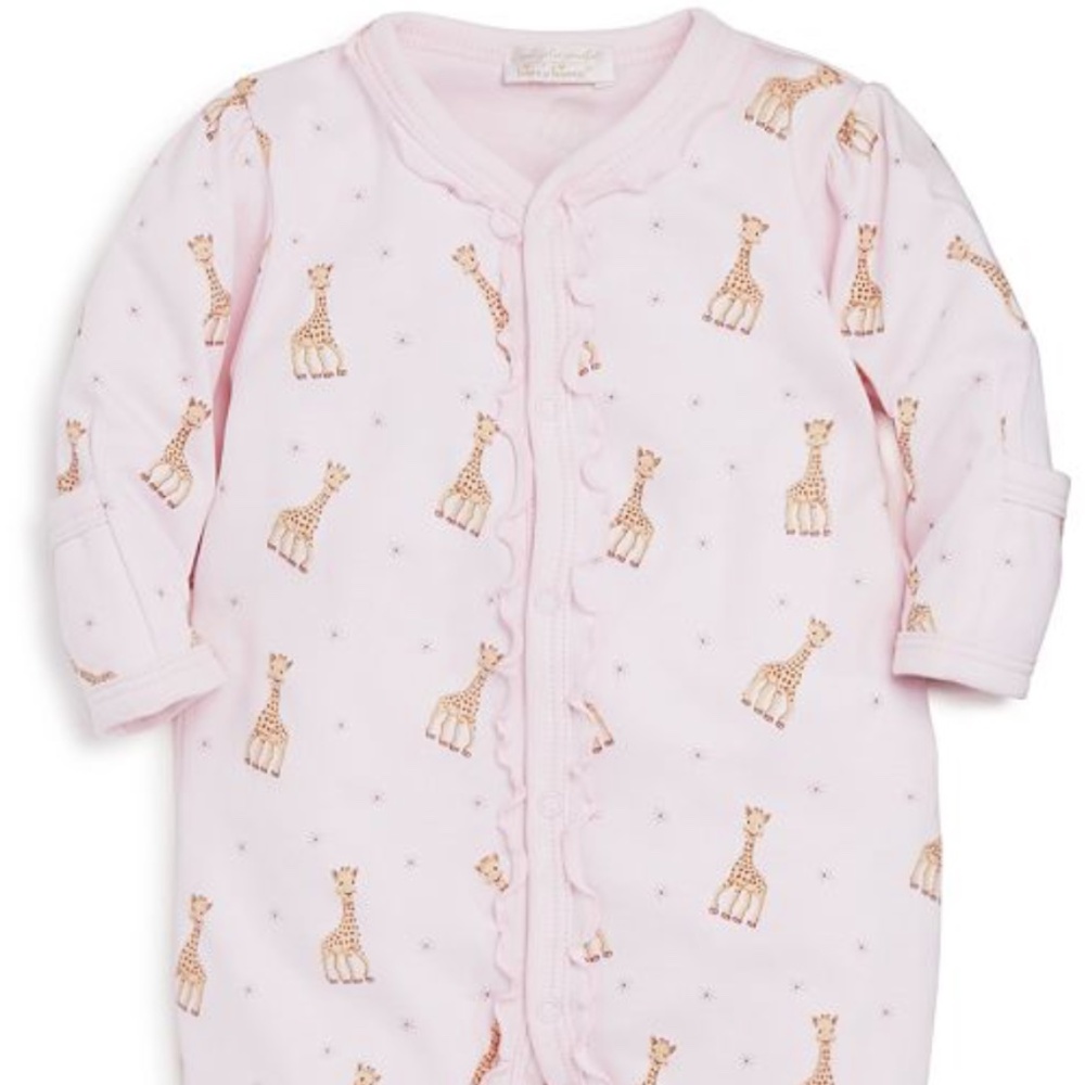 Kissy Kissy Sophie La Girafe Print Pink Footie
